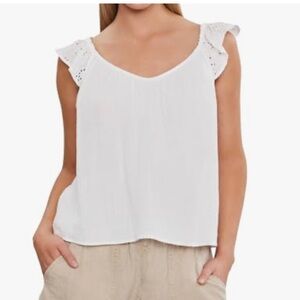 Velvet by Graham & Spencer White Ruffle Sleeve Blouse
